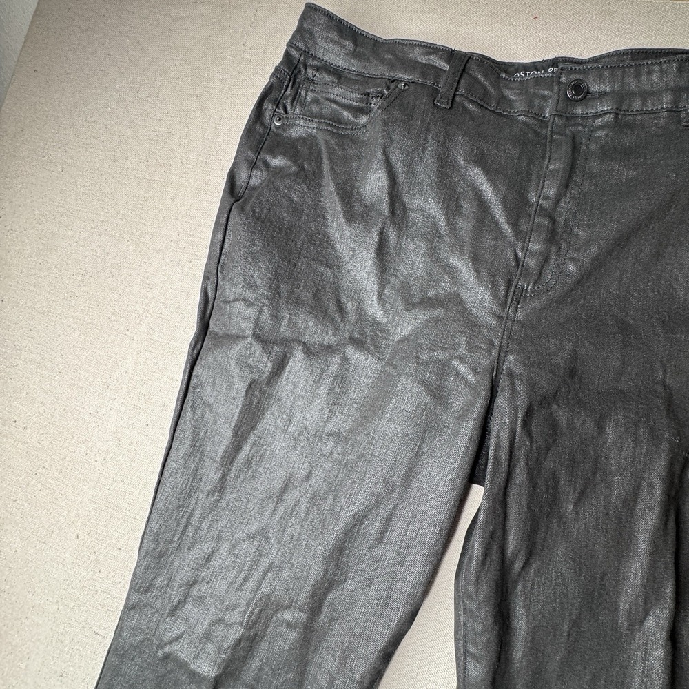 Boston Proper Monterey Coated High Rise Bootcut Jeans Women's 18 Black Denim